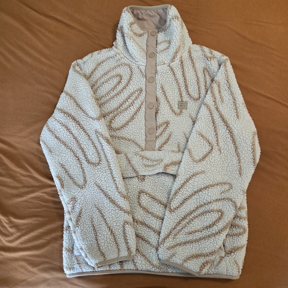 Billabong Adventure Division Switchback Mock Fleece Pullover Snap Button Beige S - Picture 2 of 9